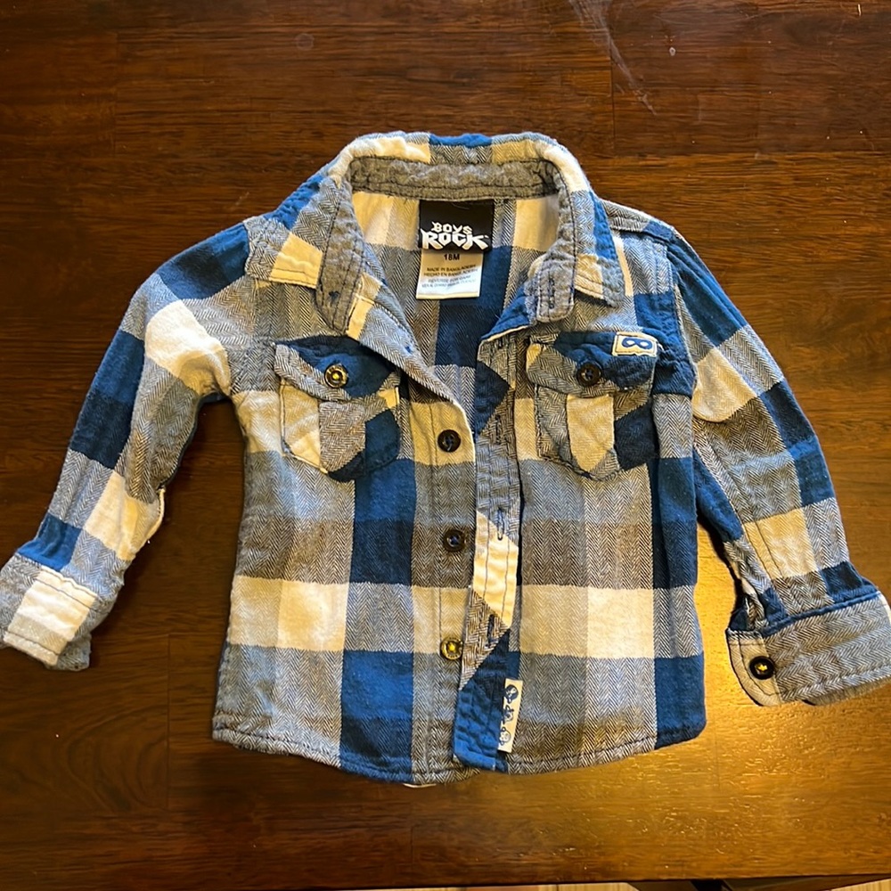 Boys Rock Blue Flannel